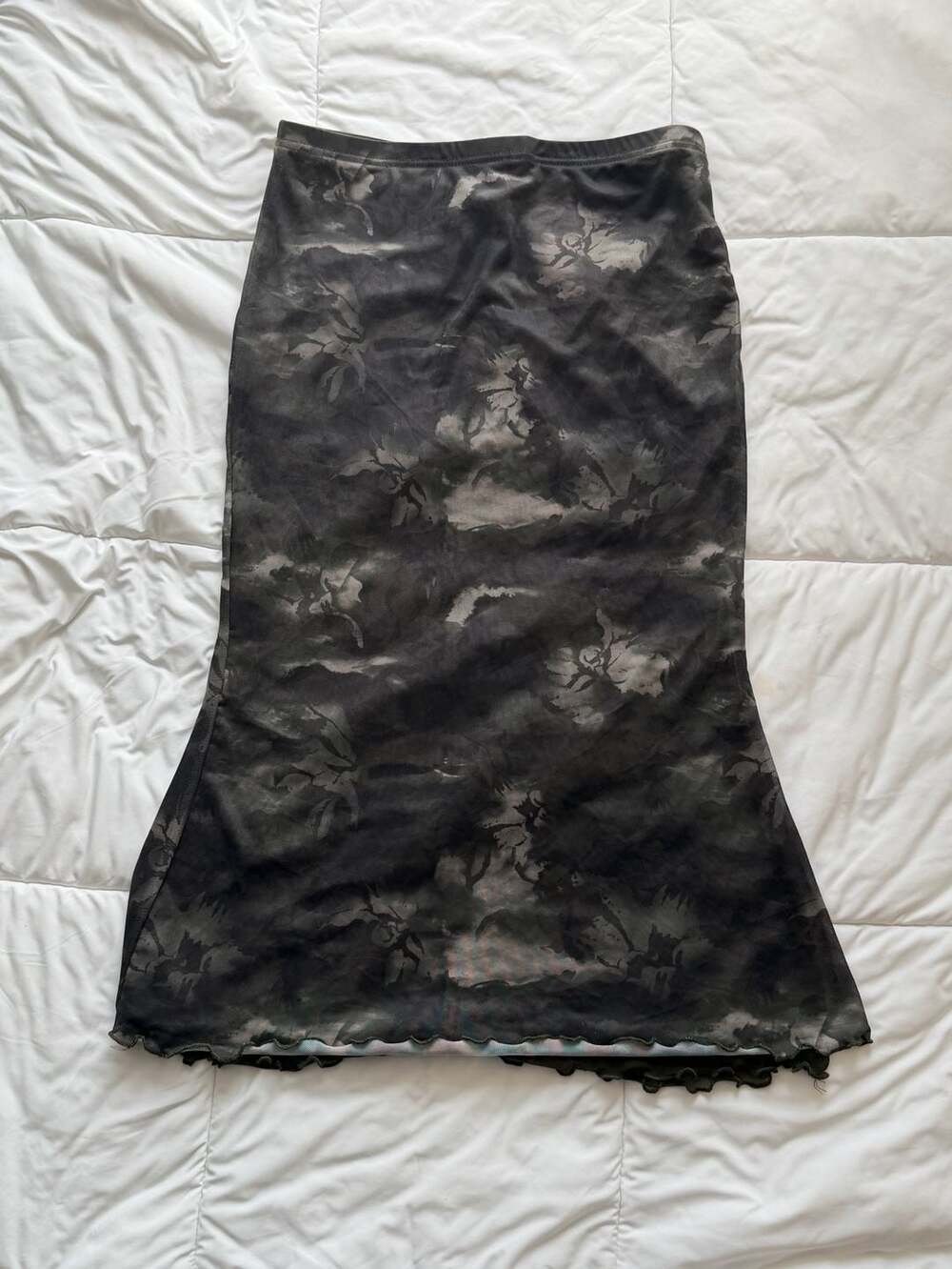 Green Floral Print Maxi Skirt Size S